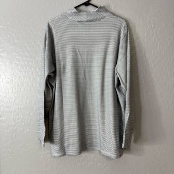 Croft and Barrow Navy Blue and White Striped Long Sleeve Tee 2X - Picture 2 of 4